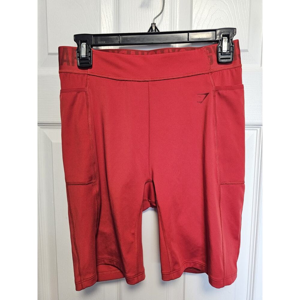 Gymshark Women's High-Waisted Pocket Biker Shorts Red Sz Large